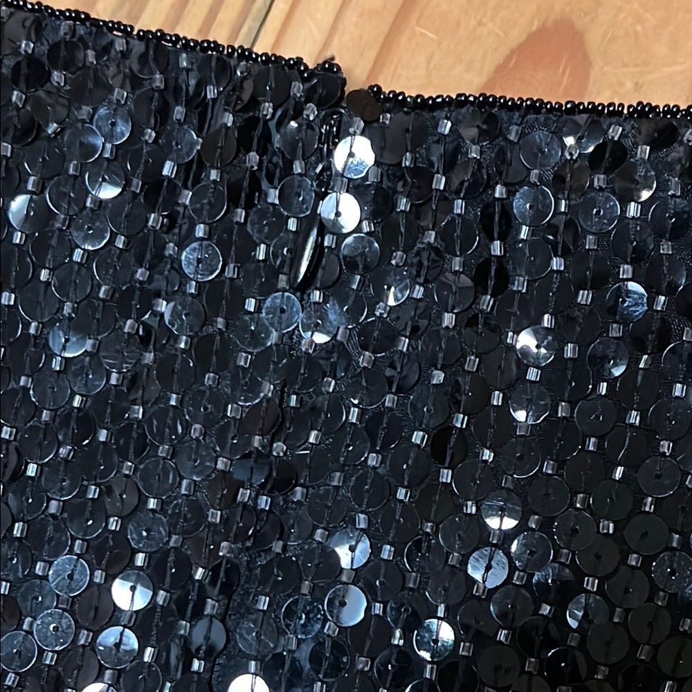 Vintage Escada by Margaretha Ley Elegant Black Silk Sequin Beaded Skirt 40 - Picture 4 of 16